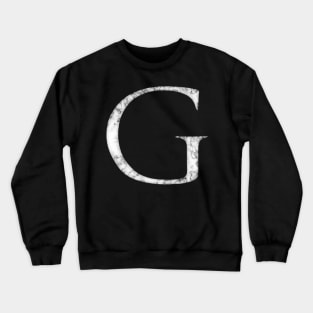 G in Roman White Marble Latin Alphabet Letter Sticker Crewneck Sweatshirt